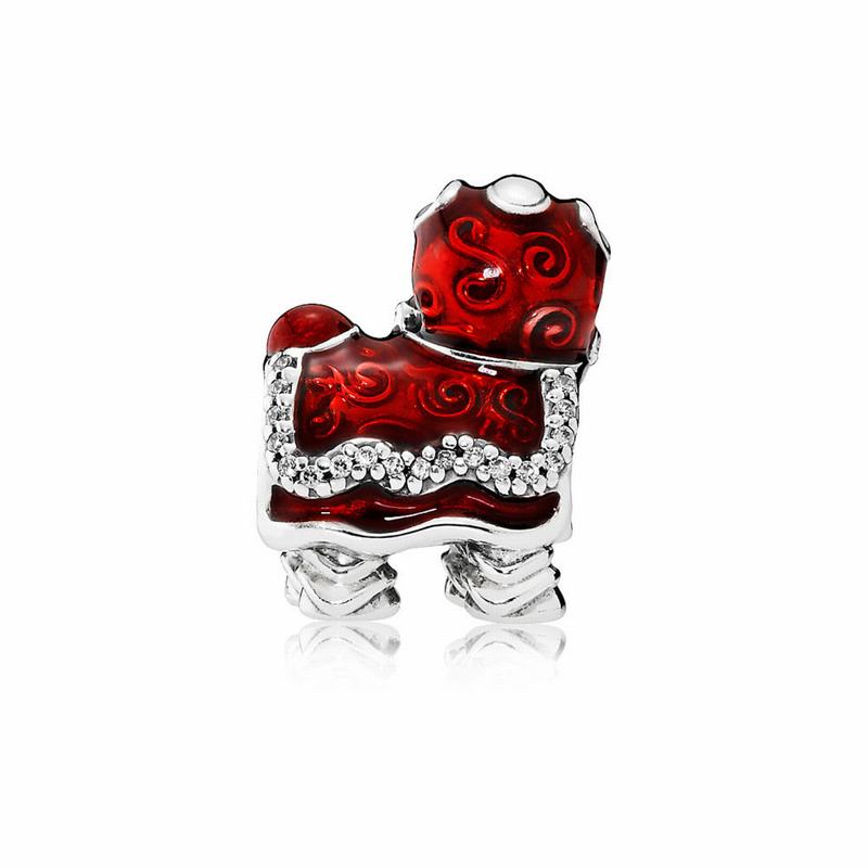 Pandora Chinese Lion Dance Charm Ireland - Sterling Silver/Enamel/Black/Cubic Zirconia - 753069RZE